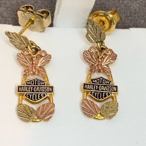 Harley Davidson 10k Black Hills Gold earrings